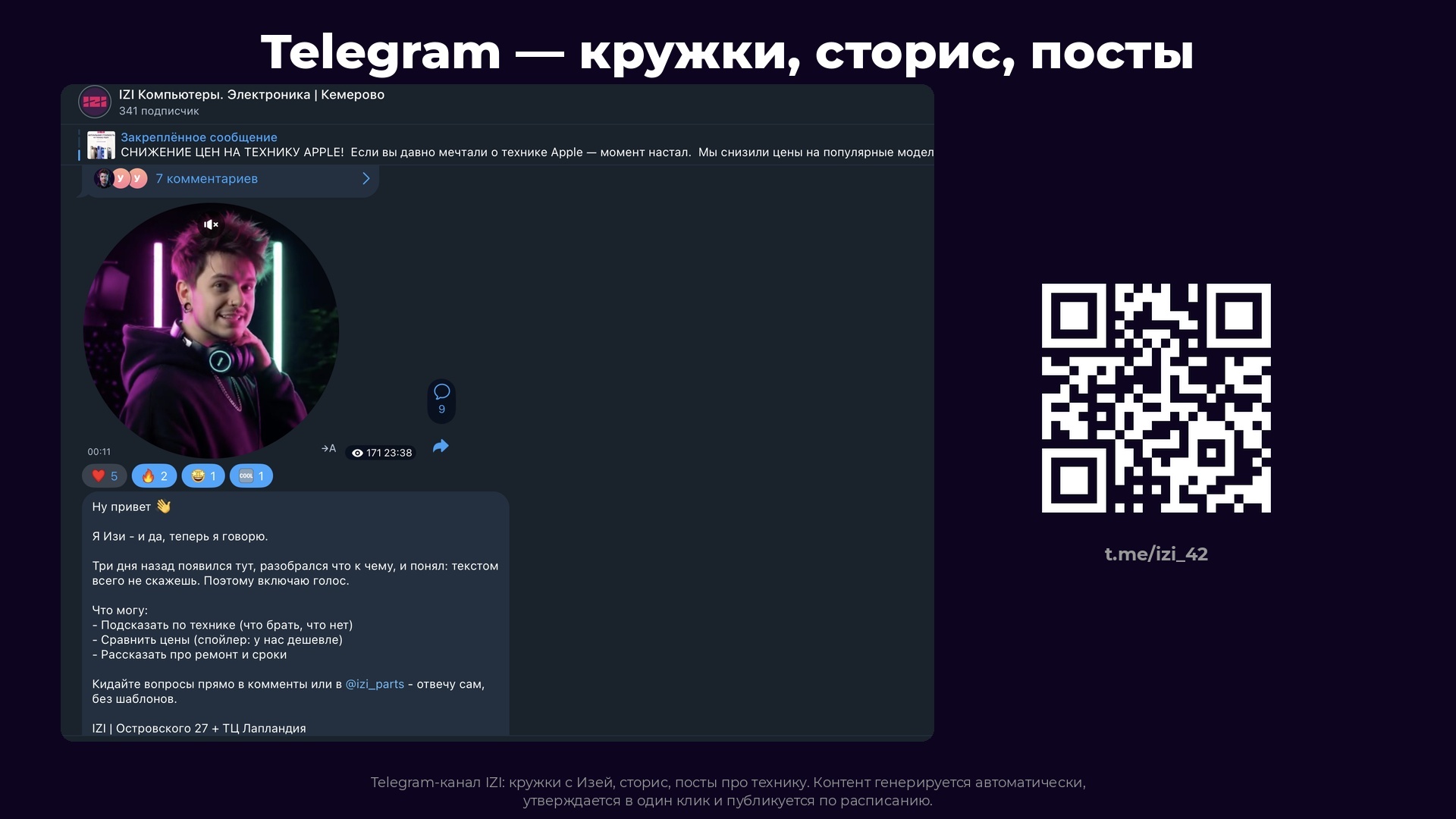 Telegram - кружки, сторис, посты